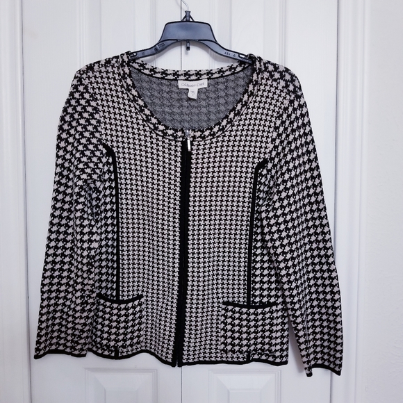 Coldwater Creek Houndstooth Zip Up Sweater/Jacket - Picture 4 of 8